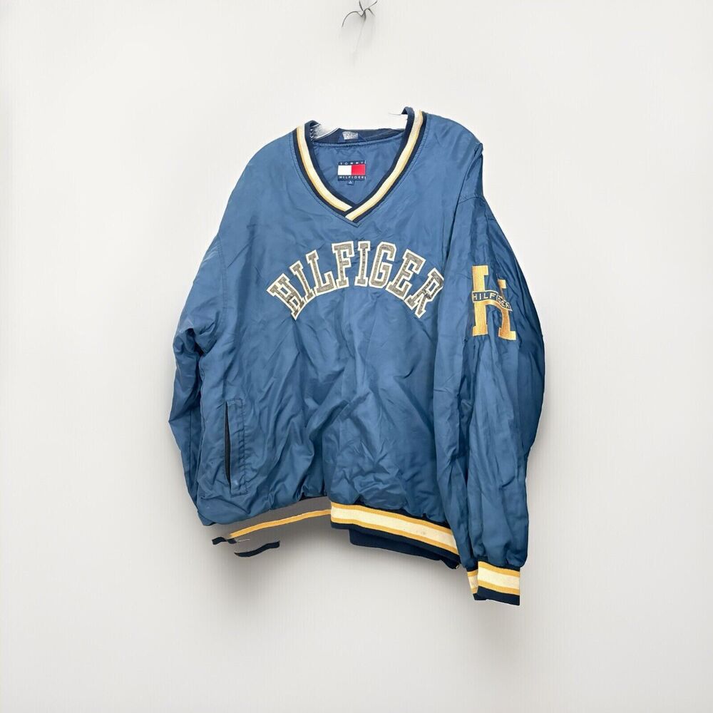 Vintage 90’s Tommy Hilfiger Blue Windbreaker Pullover Spellout Jacket Men’s Sz L